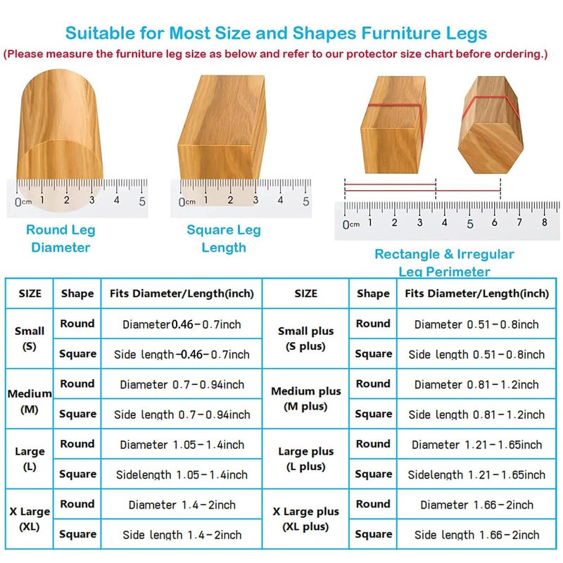 Yarehand 16 Pack Chair Leg Floor Protectors for Hardwood Floors  Round Rubber Furniture Sliders  360?Felt Pad Bottom Wrapped Thickening Silicone Furniture Legs Caps Covers(Square Walnut-M) - Image 2